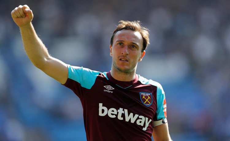 Mark Noble in action for West Ham