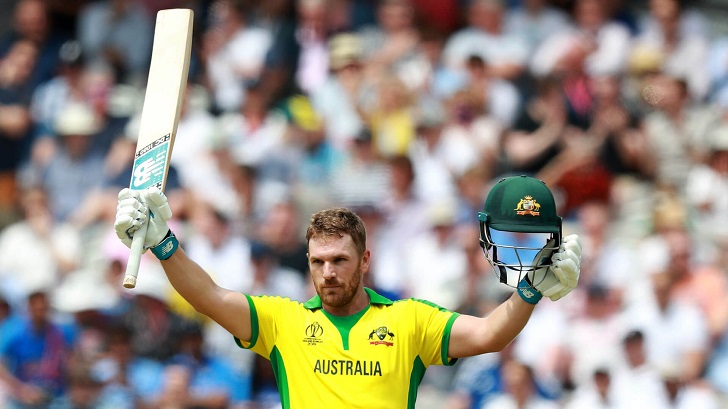 Aaron Finch in action for Australia.