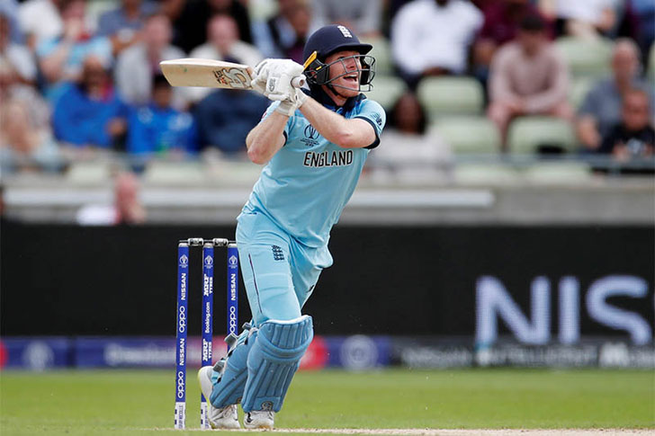 Eoin Morgan in action for England.