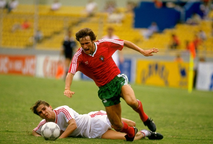 Poland vs Portugal action, 1986 FIFA World Cup
