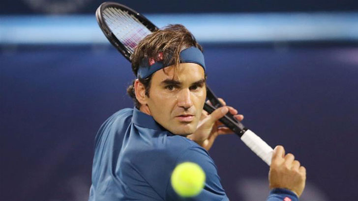 Roger Federer in action.