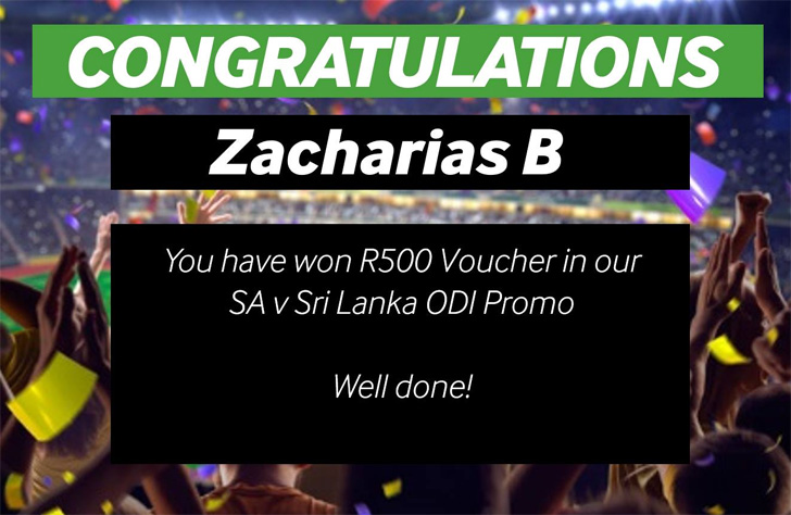 Zacharias B has won a R500 voucher