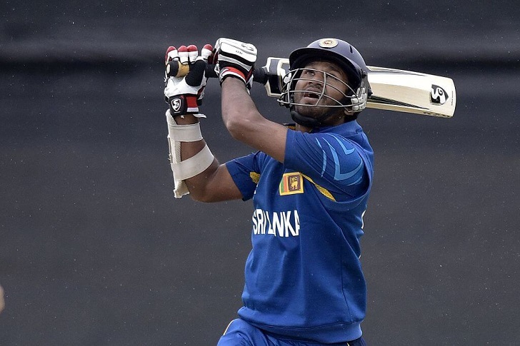 Dimuth Karunaratne in action for Sri Lanka.